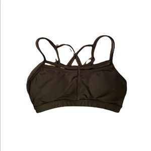 Strappy black sports bra